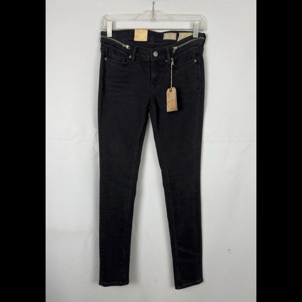AllSaints Band Heart Ashby Low Rise Skinny Fit Jeans Washed Black Size 25Wx30L